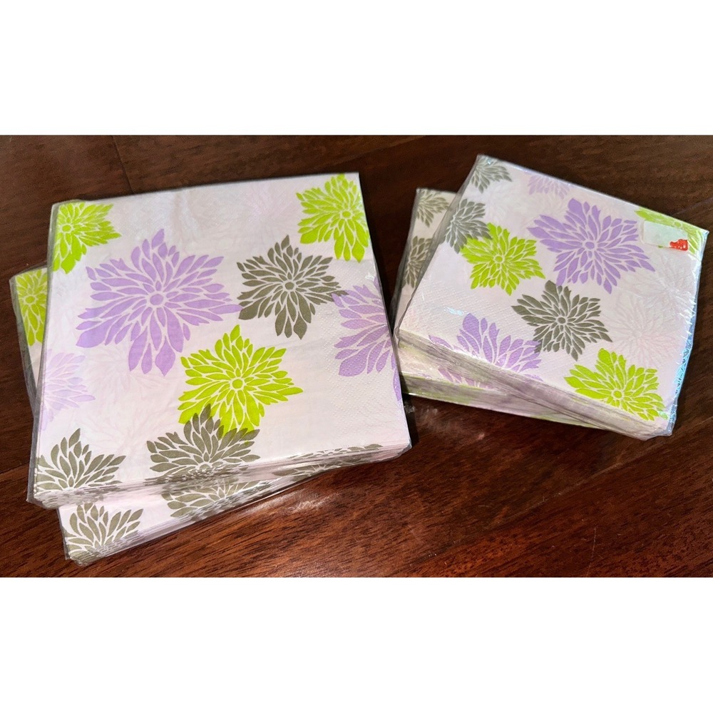 Target Paper Floral Burst (2) Beverage; (2) Lunch Napkins NEW NOS 2003 purple